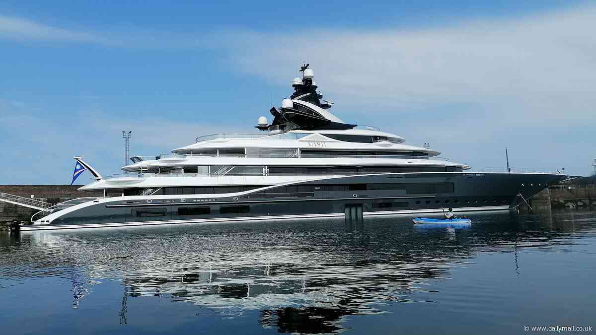 Forget Monaco! Brand new £288m superyacht belonging to Fulham's billionaire owner Shahid Khan and fitted out with helipad, pool and cinema docks in Scottish harbour