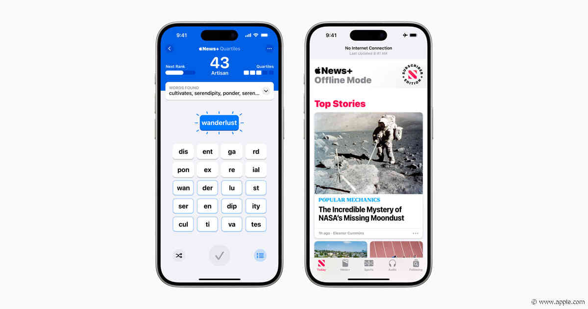 Apple News+ introduces Quartiles, a new game, and Offline Mode for subscribers