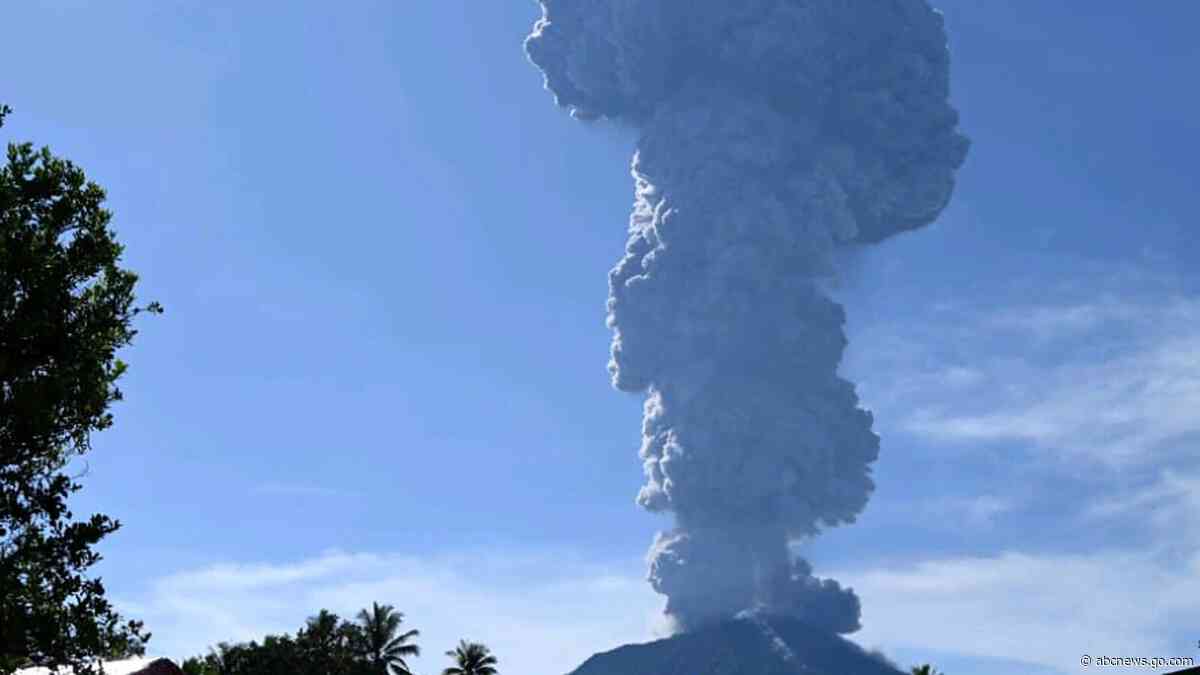 Indonesia's Mount Ibu erupts, spewing thick ash and dark clouds into the sky