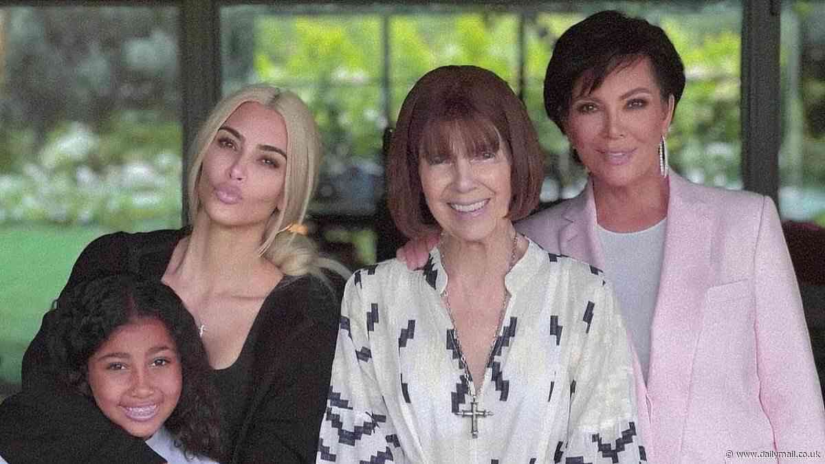 Kim Kardashian shares a photo of four generations! The star poses with grandma MJ, mom Kris and daughter North for a late Mother's Day post