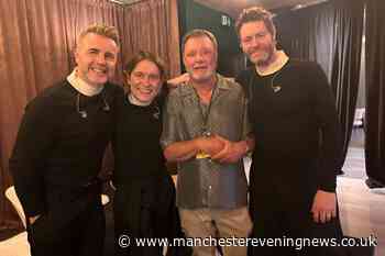 Take That reunion! Gary Barlow, Howard Donald and Mark Owen meet with band founder in Manchester