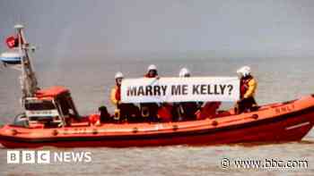 Man surprises partner with lifeboat proposal