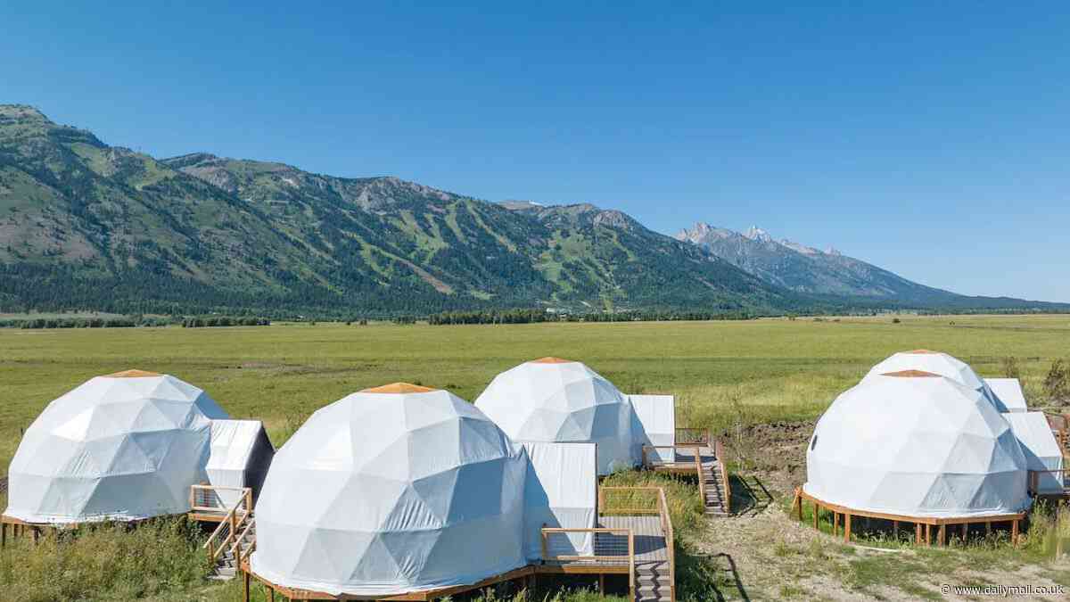 Hated massive white glamping tents springing up across ritzy Western resort are being camouflaged instead of removed, pictures reveal