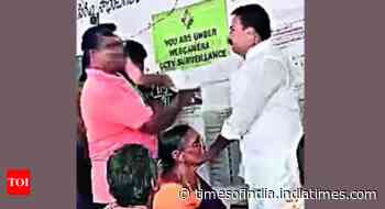 MLA tries to jump queue, slaps objector, gets slapped back
