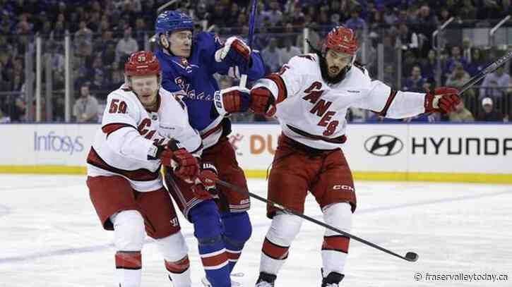 Hurricanes score 4 in third period, rally to beat Rangers 4-1 to stay alive