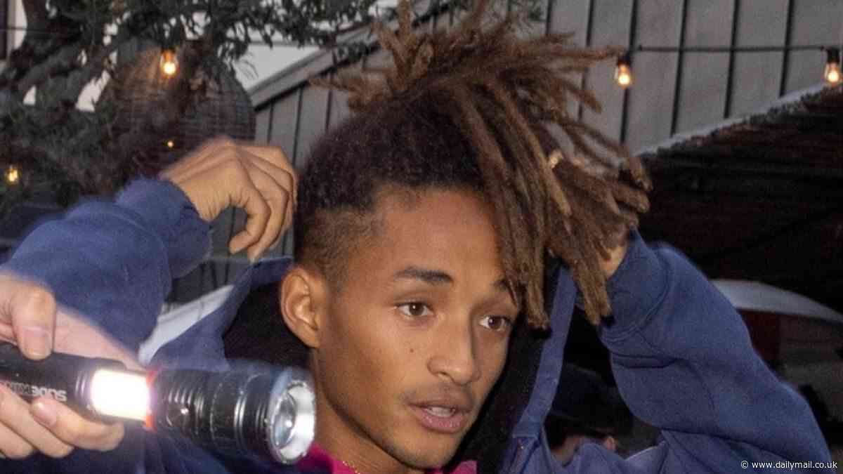Jaden Smith and his model girlfriend Sab Zada match in hoodies and trainers for a casual date night
