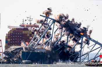 Crews detonate explosives to demolish part of Baltimore bridge and free stricken ship