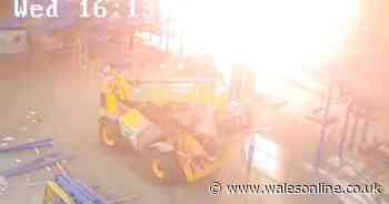 Moment worker suffered serious burns in blast caught on camera