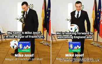 Euro 2024: Mayor of Frankfurt shows off his keepy-up skills as he welcomes England fans