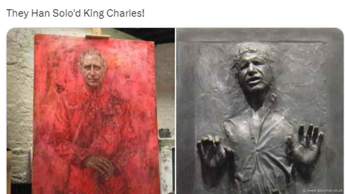 'They Hans Solo'd the King!' Charles' fiery portrait is compared to classic Star Wars scene as social media is flooded with memes
