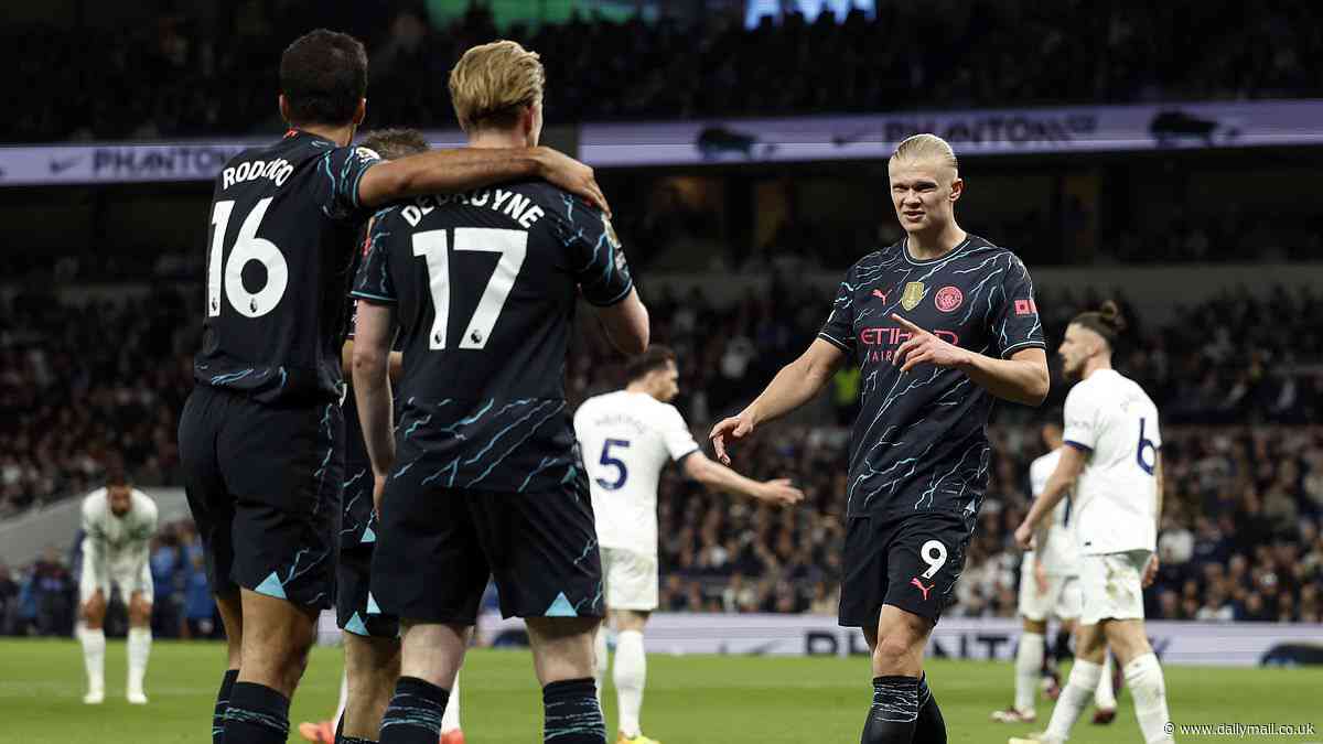 Tottenham 0-2 Manchester City - Premier League: Live score, team news and updates as Erling Haaland doubles champions' lead from the spot as Arsenal's title hopes are left hanging by a thread