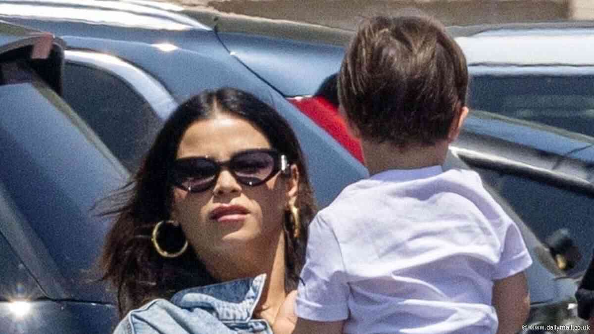 Pregnant Jenna Dewan rocks a bodycon dress and denim jacket as she and fiancé Steve Kazee step out with son Callum in LA... amid her legal battle with ex Channing Tatum