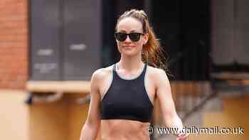 Olivia Wilde shows off her toned midriff in a crop top as she leaves the gym after gruelling workout session