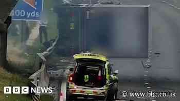 Watch: Lorry crashes into horsebox on motorway