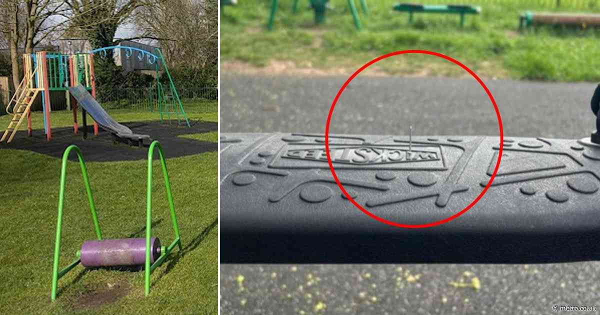Nails found glued to toddler’s swings and slides in play area