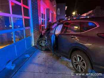 Driver crashes into Apex fire station, charged with DWI