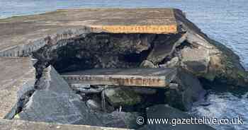 Images reveal collapsed concrete on North Gare Pier caused by 'severe' storms last winter