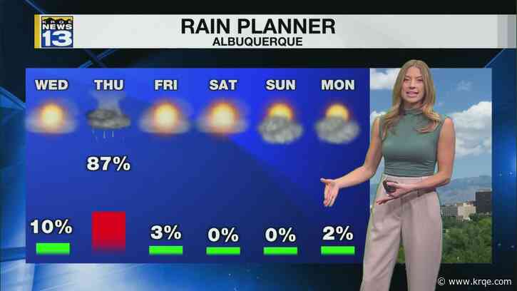 Increasing chance for showers and thunderstorms through Thursday