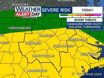 WRAL Weather Alert Day: Level 2 storm risk on Wednesday, damaging winds and heavy rain likely