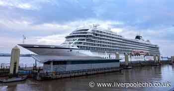 Luxury 930-guest cruise which tours the world docks in Liverpool