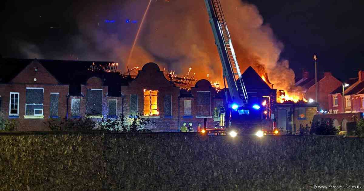 Dramatic footage shows huge blaze rip through former County Durham primary school