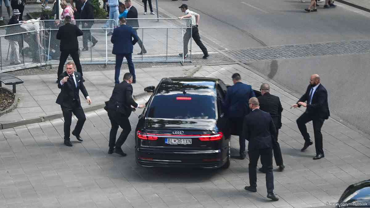 Slovakian PM fights for life after '71-year-old assassin' shoots him in the stomach and arm before being bundled to the ground while trying to flee