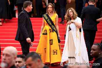 77e Festival de Cannes: survivante du massacre du 7 octobre en Israël, elle monte les marches avec une robe ornée des visages des otages