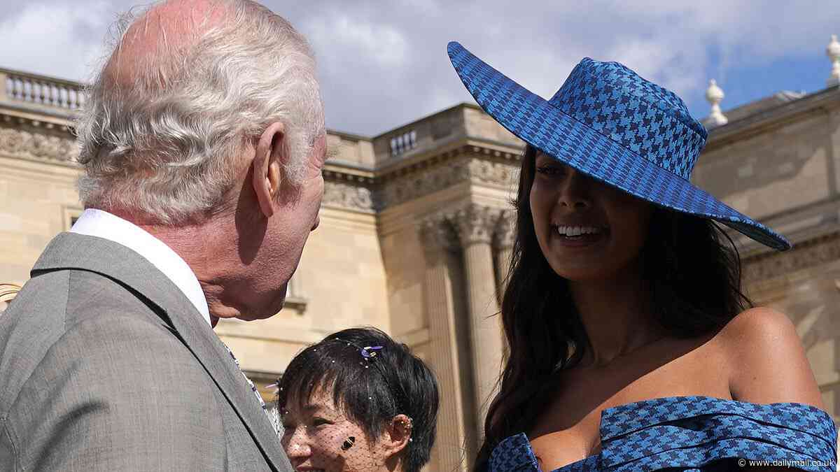 King Charles gives a playful response as Maya Jama says she won't touch him again after breaking royal protocol before asking him if he watches Love Island