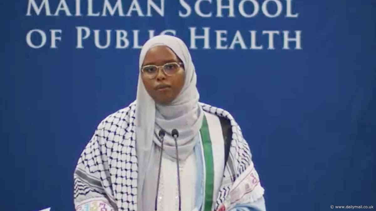 Moment Columbia University graduate's mic cuts out as she goes on anti-Israel commencement rant