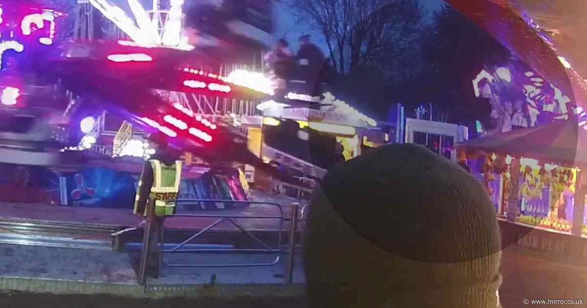 Terrifying moment mum is hurled off fairground ride as helpless daughter watches on