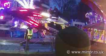 Terrifying moment mum is hurled off fairground ride as helpless daughter watches on