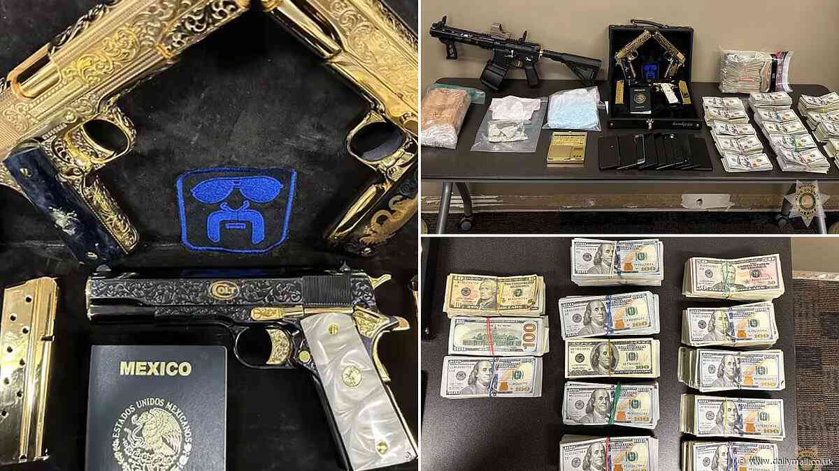 Sinaloa cartel member arrested in Washington with wild haul of gold-plated guns, pounds of cocaine and $182,000 in cash