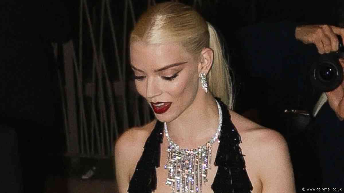 Anya Taylor-Joy stuns in a plunging Great Gatsby style mini as she celebrates Furiosa's six minute standing ovation in style with Naomi Campbell at Cannes afterparty