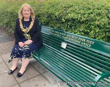 Westhoughton Mayor's chatty bench outside Winifred Kettle