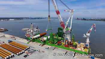 Heavy-lift vessel departs Portsmouth to install Dominion Energy offshore wind monopiles