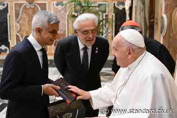 Sadiq Khan presents Pope with 'book' of tea as London Mayor meets pontiff in Vatican