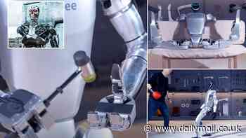 Rise of the killer robots? Watch the terrifying moment a humanoid bot survives being kicked and punched - before smashing its own hand with a hammer