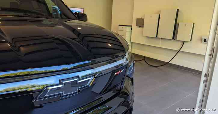 At a Beverly Hills mansion, where an electric truck is your only source of power