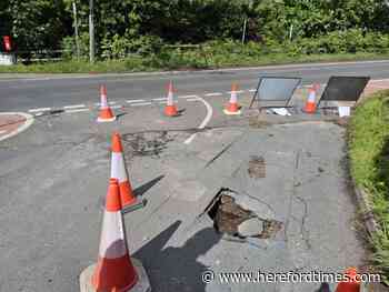 Sinkhole caused by storm at Kerne Bridge, Herefordshire