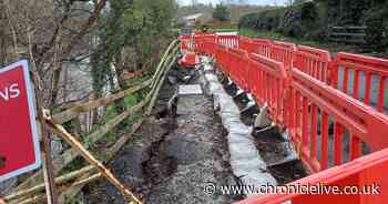 Emergency closure set to come into force to tackle major landslip at Mitford near Morpeth