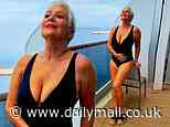 Denise Welch, 65, looks sensational as she poses in a plunging black swimsuit during sun-soaked Greek cruise