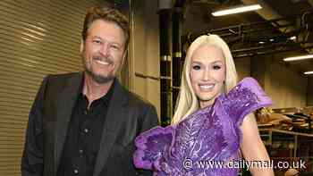 Gwen Stefani changes into a sequin-covered violet outfit to perform her song Purple Irises with husband Blake Shelton during the 2024 ACM Awards