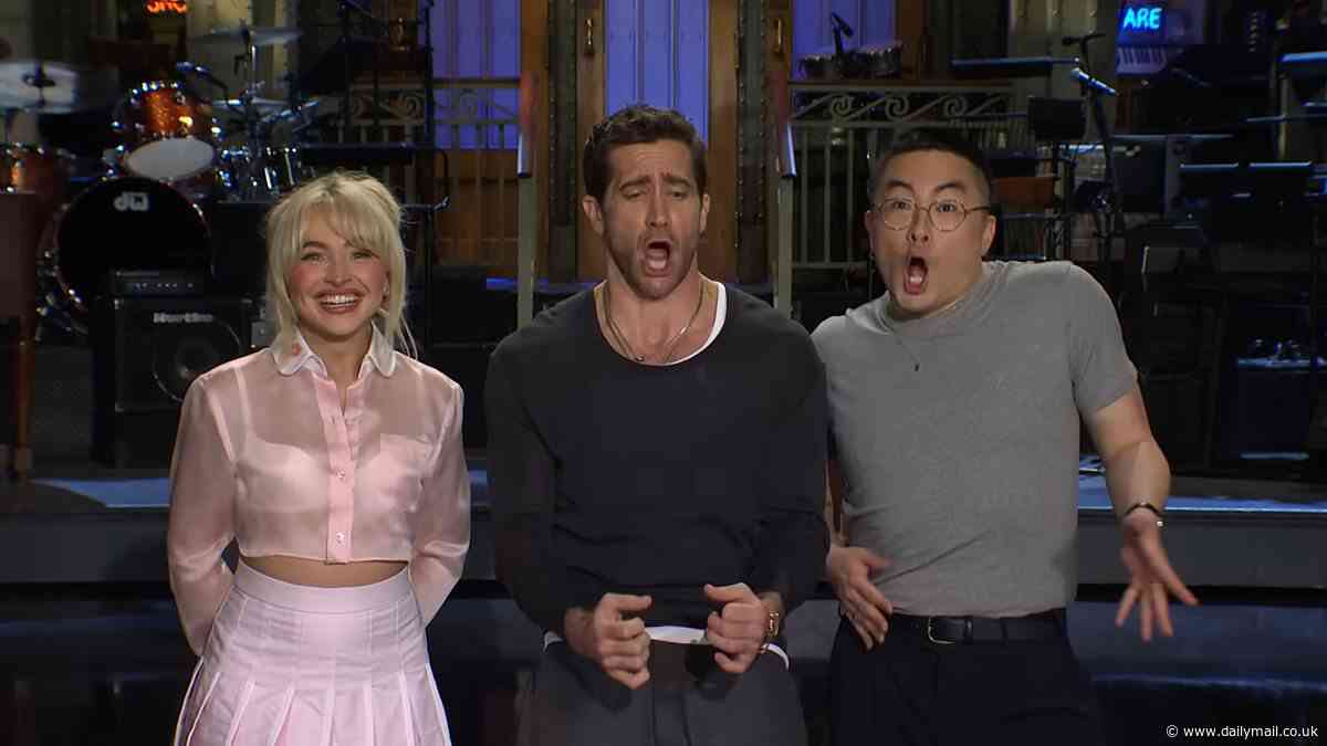 Jake Gyllenhaal shows off his unique singing skills to Sabrina Carpenter in a new promo for the season finale of Saturday Night Live