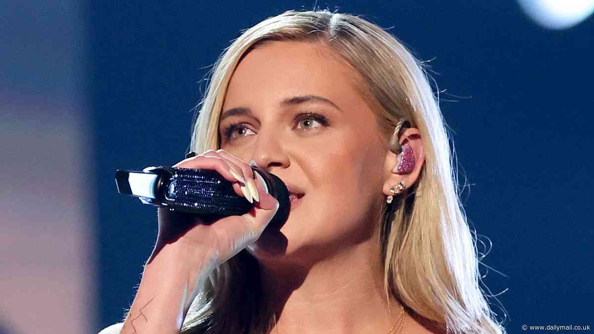 Kelsea Ballerini is radiant in a shimmering gold lace minidress and white boots as she performs alongside Noah Kahan at 2024 ACM Awards in Texas