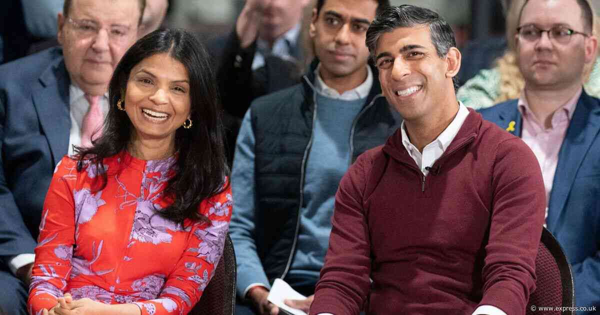 Rishi Sunak and wife's incredible wealth rockets by £122m in just 12 months