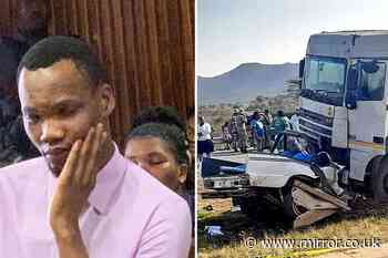 Trucker kills 18 children while speeding on wrong side of the road in head-on crash with school bus