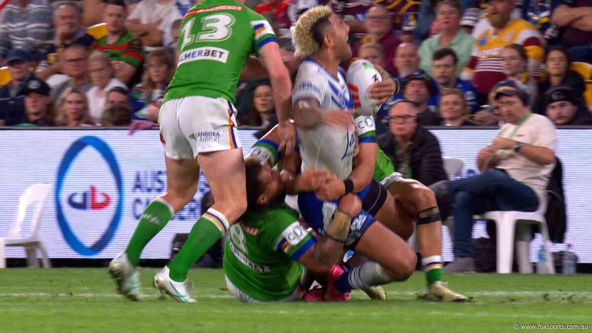 ‘That is an example of it’: Papalii sin-binned over ugly hip drop tackle on Kikau