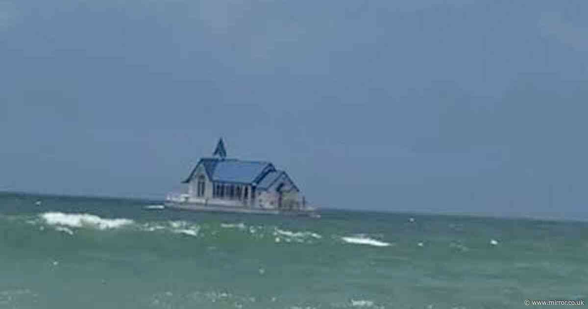 Woman left baffled when beach day is interrupted by 'house floating in the sea'