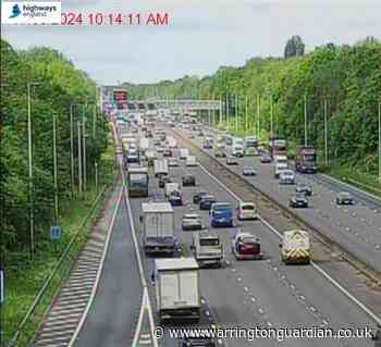 Traffic building along M62 near Birchwood due to obstruction on road