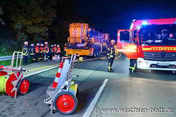 100 Tonnen-Kran blockiert nach Feuer A33 bei Bielefeld